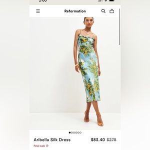 Reformation aribella dress size medium. Silk, never worn.